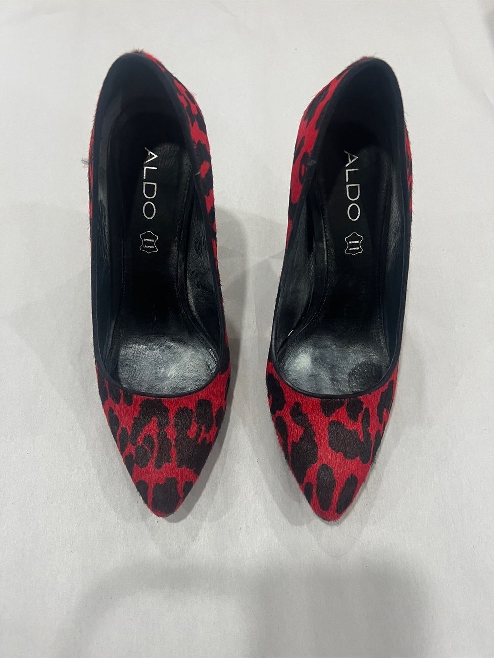 ALDO Red and Black Leopard-Print Pointed Pumps